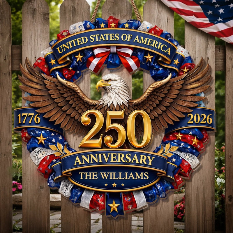 Personalized America 250th Anniversary Wood Sign - Gifts For Family - Strength That Stands The Test Of Time