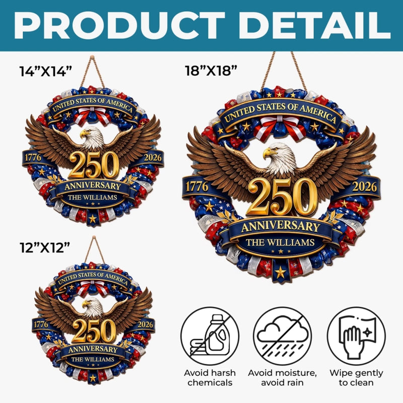 Personalized America 250th Anniversary Wood Sign - Gifts For Family - Strength That Stands The Test Of Time
