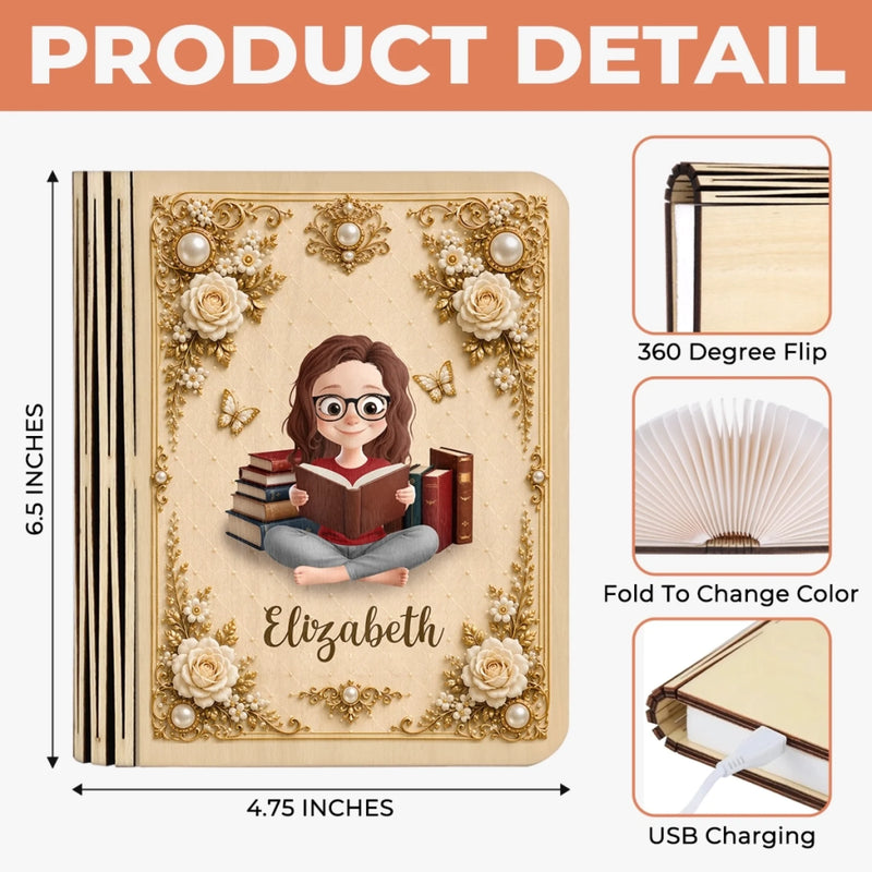 Personalized Foldable LED Magic Book Lamp - Gifts For Book Lovers, Bookworms, Readers - Born To Read