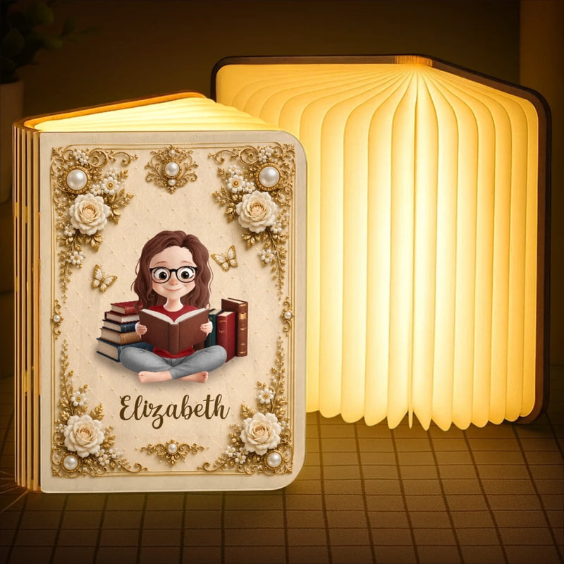 Personalized Foldable LED Magic Book Lamp - Gifts For Book Lovers, Bookworms, Readers - Born To Read