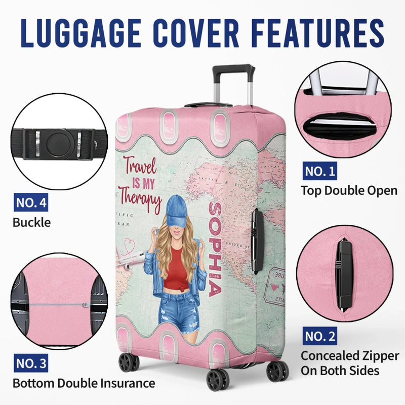 Personalized Luggage Cover – Travel Gifts For Women – Wander More Worry Less