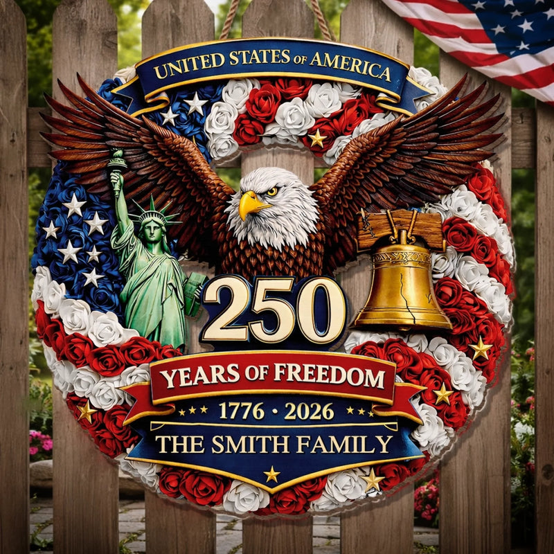 Personalized America 250th Anniversary Wood Sign - Gifts For Family - Proud Hearts, Strong Nation
