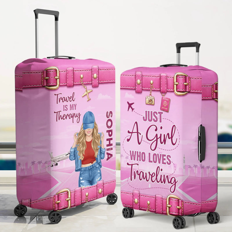 Personalized Luggage Cover – Travel Gifts For Women – Travel Is My Therapy
