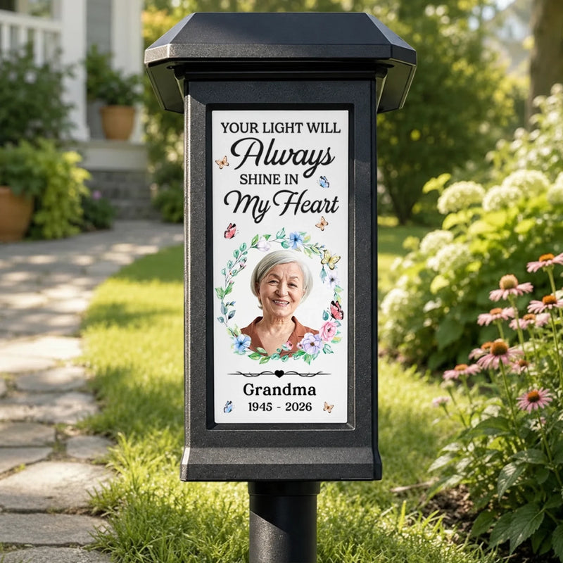 Personalized Photo Solar Garden Light - Memorial Sympathy Gifts - Always Loved Never Forgotten