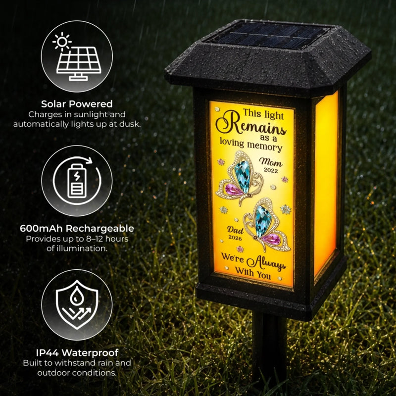 Personalized Solar Garden Light - Memorial Sympathy Gifts - Forever Remembered Forever Loved