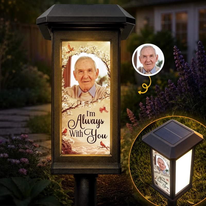 Personalized Photo Solar Garden Light - Memorial Sympathy Gifts - Gone From Sight Not From Heart