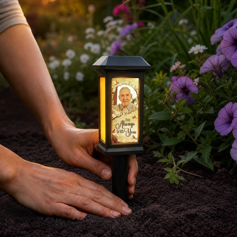 Personalized Photo Solar Garden Light - Memorial Sympathy Gifts - Gone From Sight Not From Heart