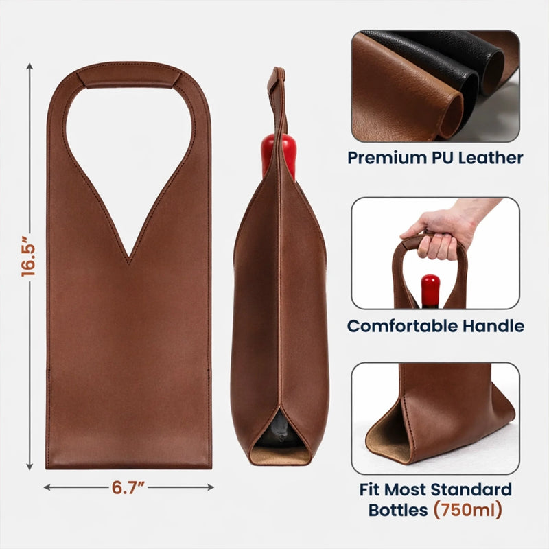 Personalized Leather Wine Bag – Gifts For Best Friends, Family, Coworkers – Sip Happens