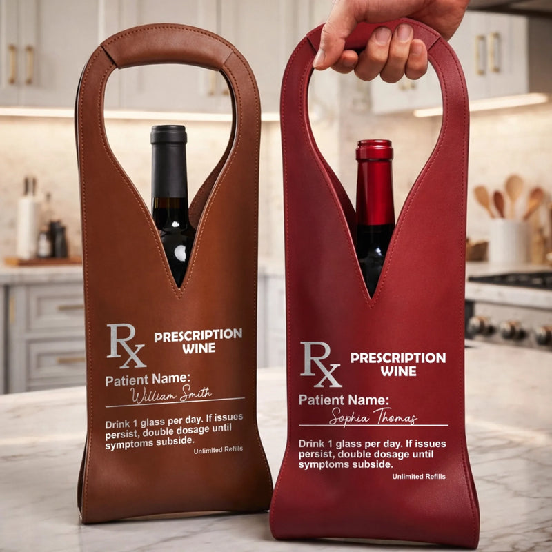 Personalized Leather Wine Bag – Gifts For Best Friends, Family, Coworkers – Sip Happens