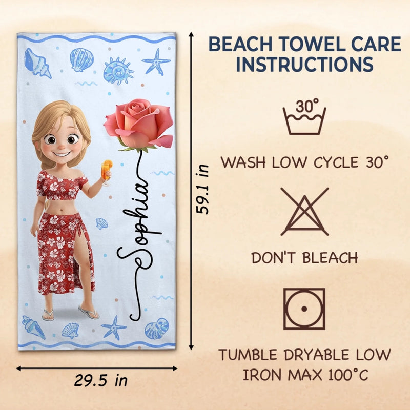 Personalized Beach Towel - Summer Vacation And Travel Gifts For Women, Best Friends - Beach Queens