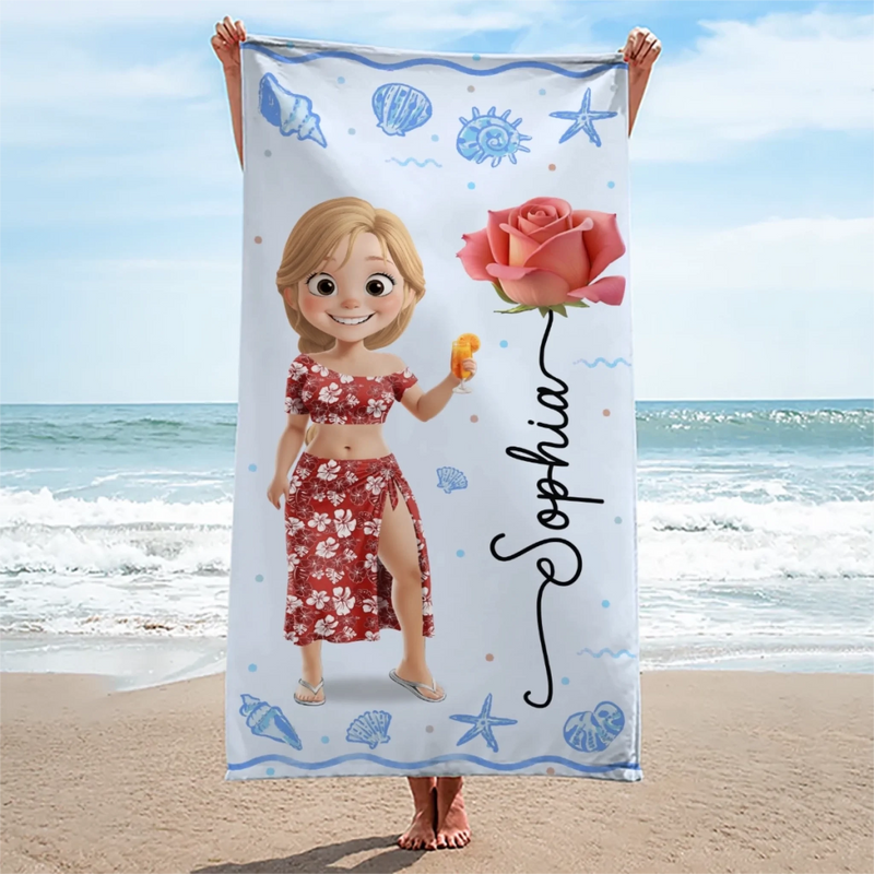 Personalized Beach Towel - Summer Vacation And Travel Gifts For Women, Best Friends - Beach Queens