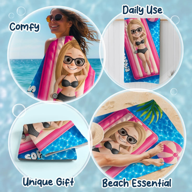 Personalized Beach Towel - Summer Vacation And Travel Gifts For Women, Best Friends - Sun Sand Sea
