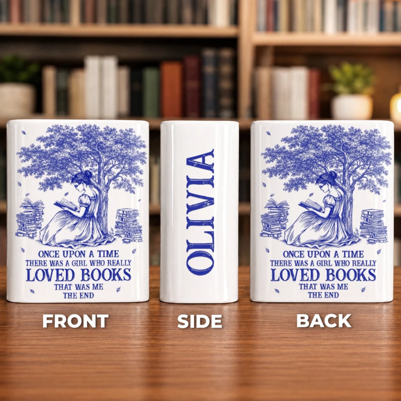 Personalized Book Vase - Gifts For Book Lovers, Bookworms, Readers - Reading Is My Happy Place