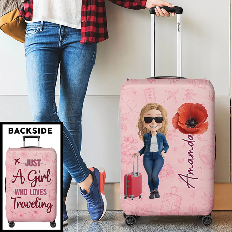 Personalized Luggage Cover - Summer Vacation And Travel Gifts For Women, Best Friends - Wander Far Live Fully