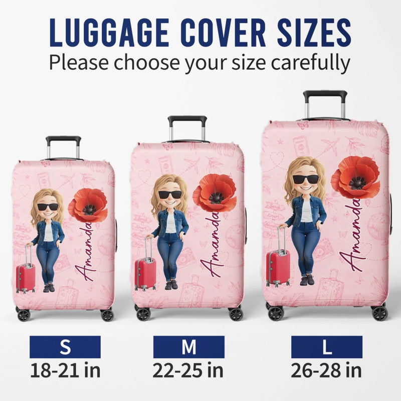 Personalized Luggage Cover - Summer Vacation And Travel Gifts For Women, Best Friends - Wander Far Live Fully