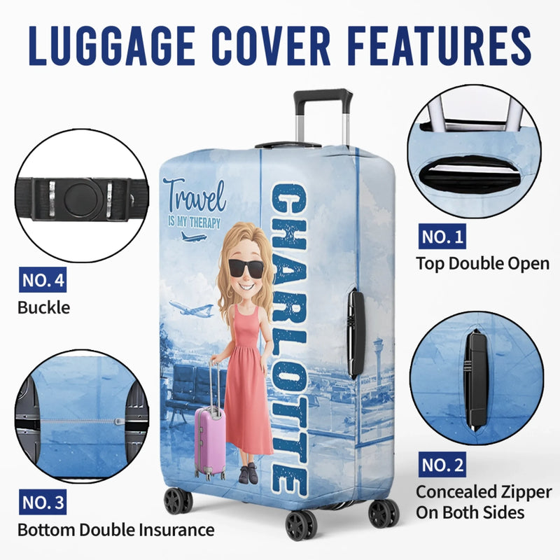 Personalized Luggage Cover - Summer Vacation And Travel Gifts For Women, Best Friends - Passport Ready Heart Open