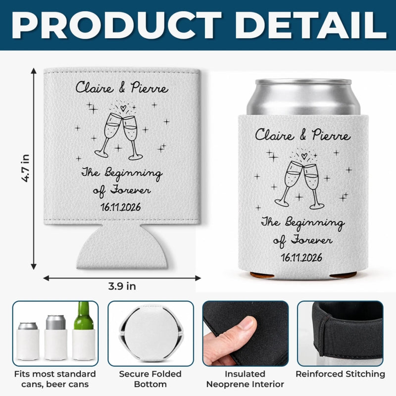 Personalized Leather Can Cooler - Wedding Gifts For Couple - The Beginning Of Forever