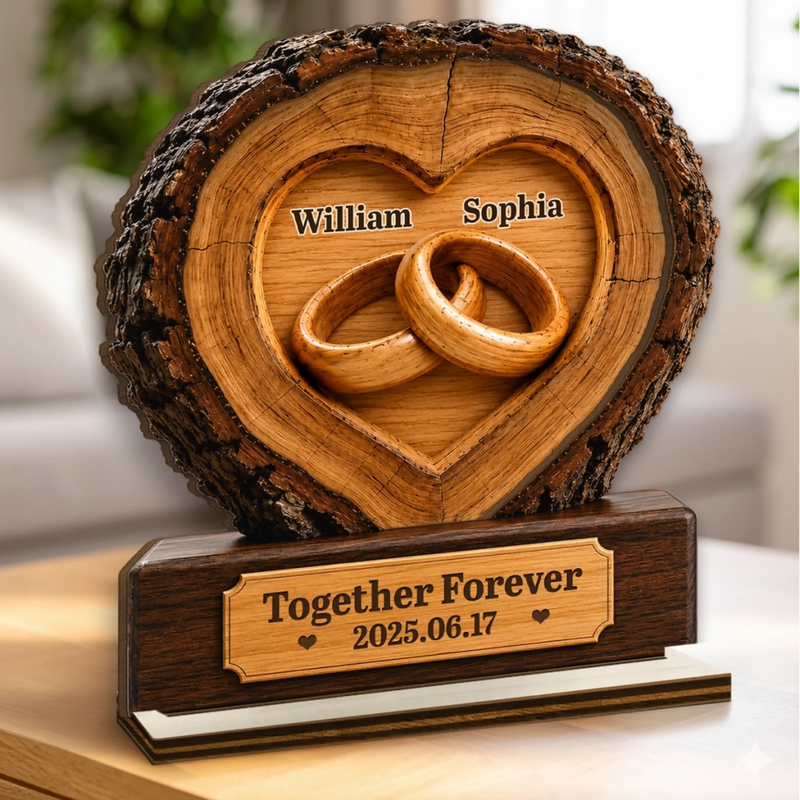 Personalized 2-Layered Wooden Plaque - Anniversary Wedding Gifts For Couple - Our Love Runs On