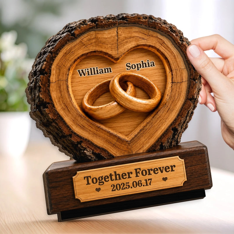 Personalized 2-Layered Wooden Plaque - Anniversary Wedding Gifts For Couple - Our Love Runs On