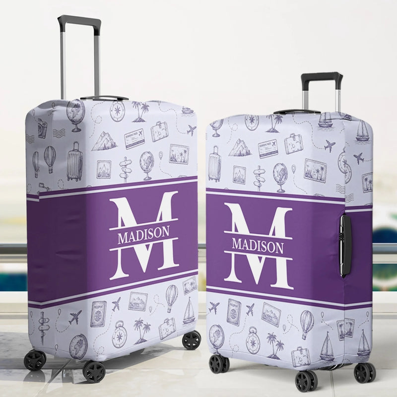 Personalized Luggage Cover - Summer Vacation And Travel Gifts For Women, Men - Adventure Starts Here