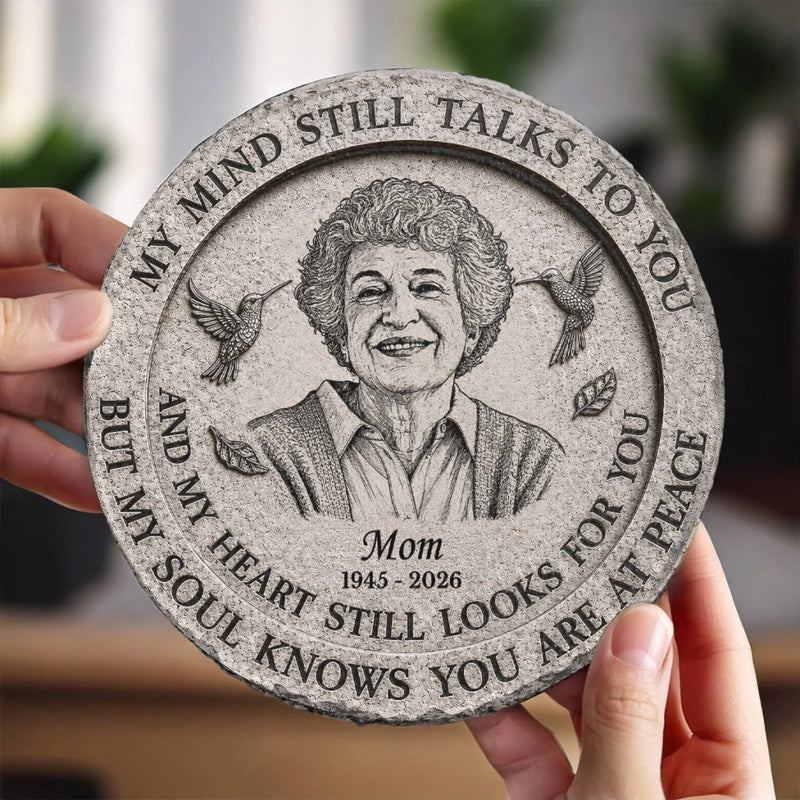 Personalized Photo Round Shaped Stone With Stand - Memorial Sympathy Gifts - Treasured Memories Last Forever
