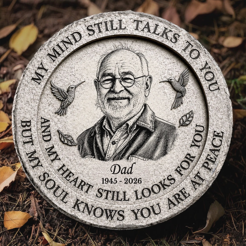 Personalized Photo Round Shaped Stone With Stand - Memorial Sympathy Gifts - Treasured Memories Last Forever