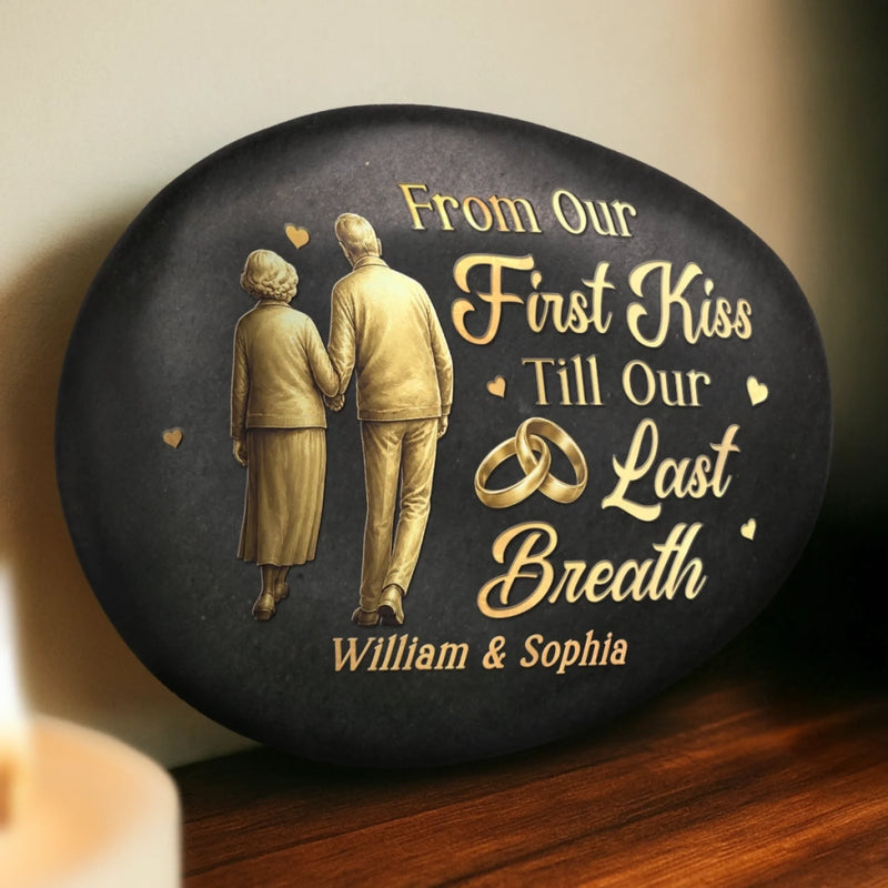Personalized Printed Rock - Anniversary Wedding Gifts For Couple - Golden Years, Golden Love