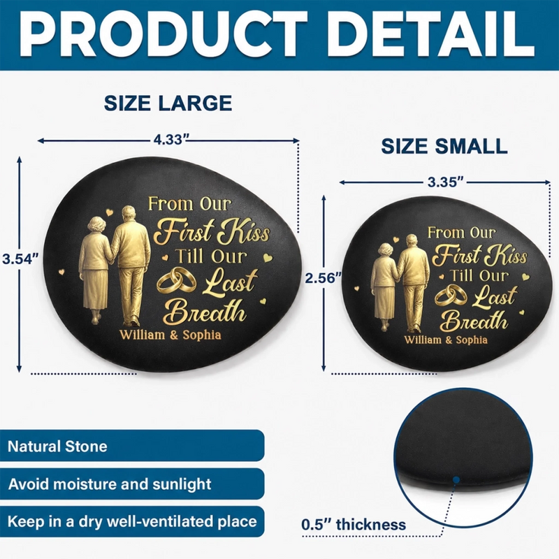 Personalized Printed Rock - Anniversary Wedding Gifts For Couple - Golden Years, Golden Love