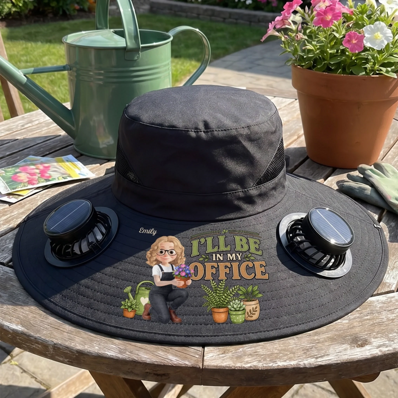 Personalized Hat With Fans Solar Power – Gifts For Gardeners – Plant Lady Era