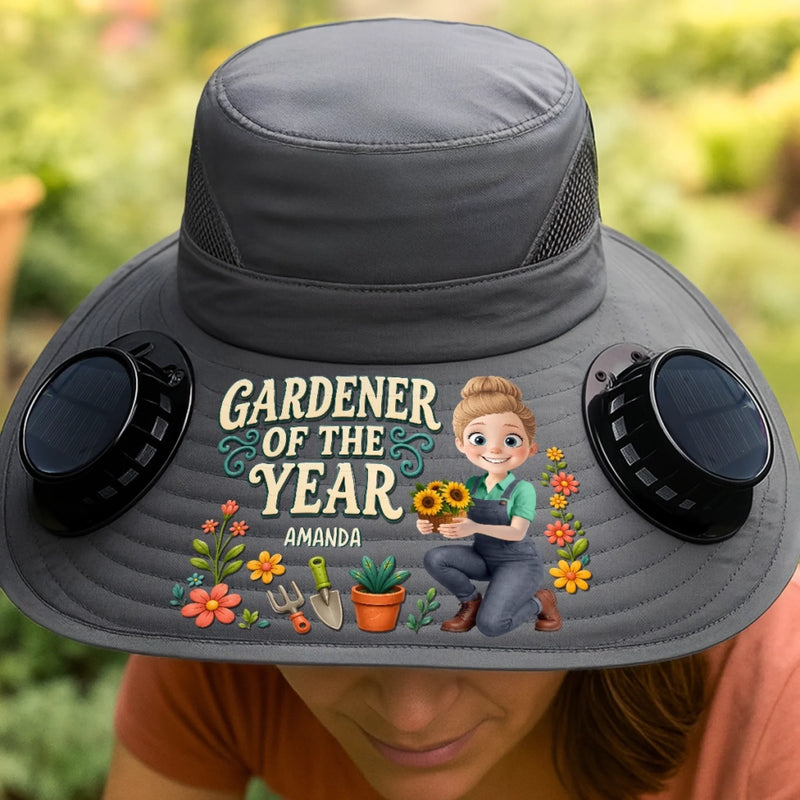 Personalized Hat With Fans Solar Power - Gifts For Gardeners - Best Gardener On Earth