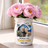 Personalized Photo Flower Vase With Ribbon - Anniversary Wedding Gifts For Couple - Partners In Love And Wrinkles