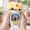 Personalized Photo Flower Vase With Ribbon - Anniversary Wedding Gifts For Couple - Partners In Love And Wrinkles