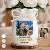Personalized Photo Flower Vase With Ribbon - Anniversary Wedding Gifts For Couple - Partners In Love And Wrinkles