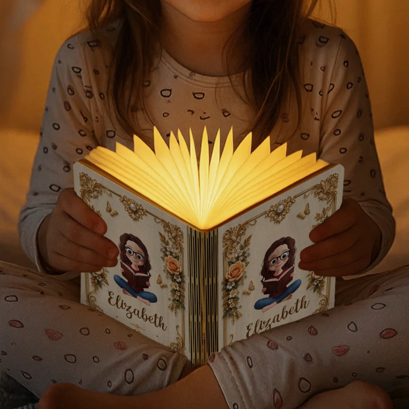 Personalized Foldable LED Magic Book Lamp - Gifts For Book Lovers, Bookworms, Readers - Forever Lost In Stories