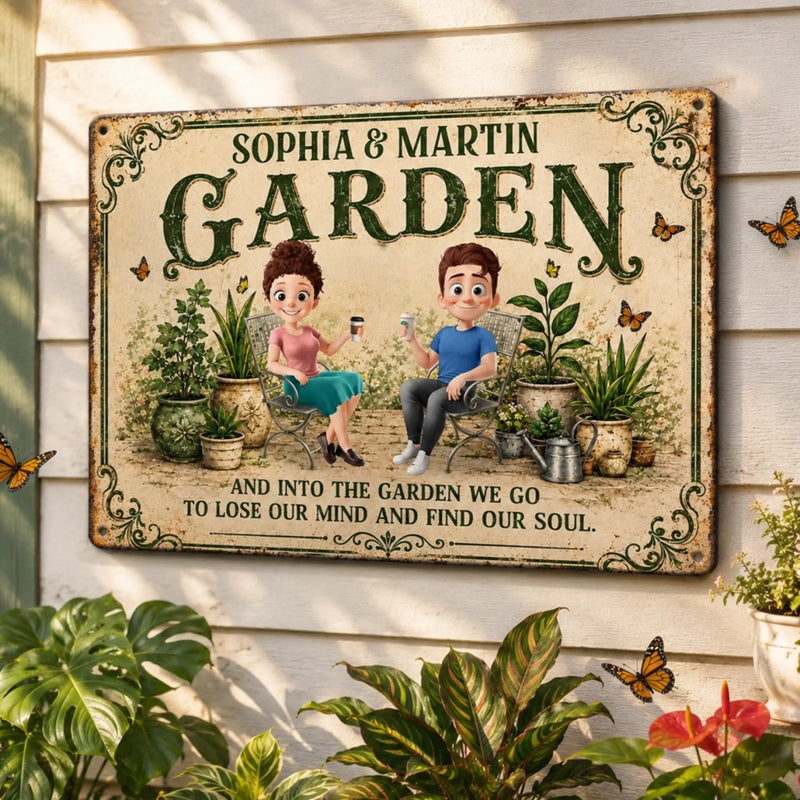 Personalized Home Decor Metal Sign - Anniversary Wedding Gifts For Couple Gardeners - Our Green Garden