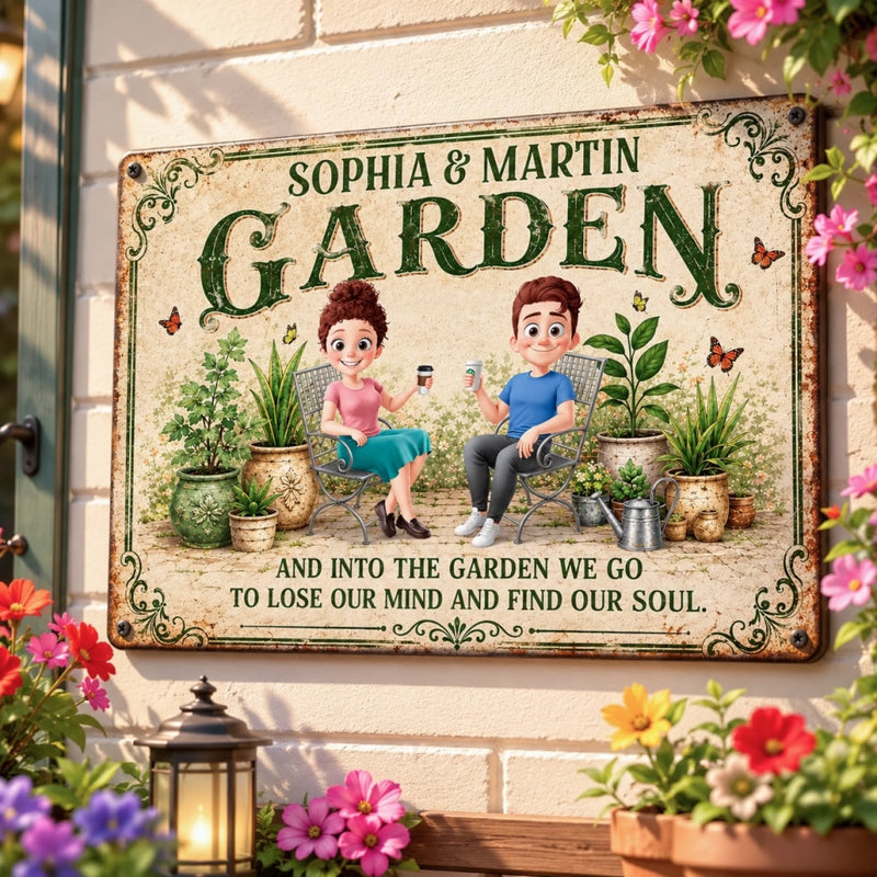 Personalized Home Decor Metal Sign - Anniversary Wedding Gifts For Couple Gardeners - Our Green Garden