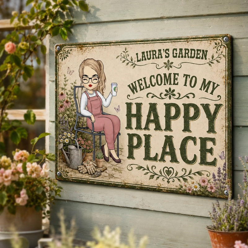 Personalized Home Decor Metal Sign - Gifts For Gardeners - Gardening Is My Happy Hour