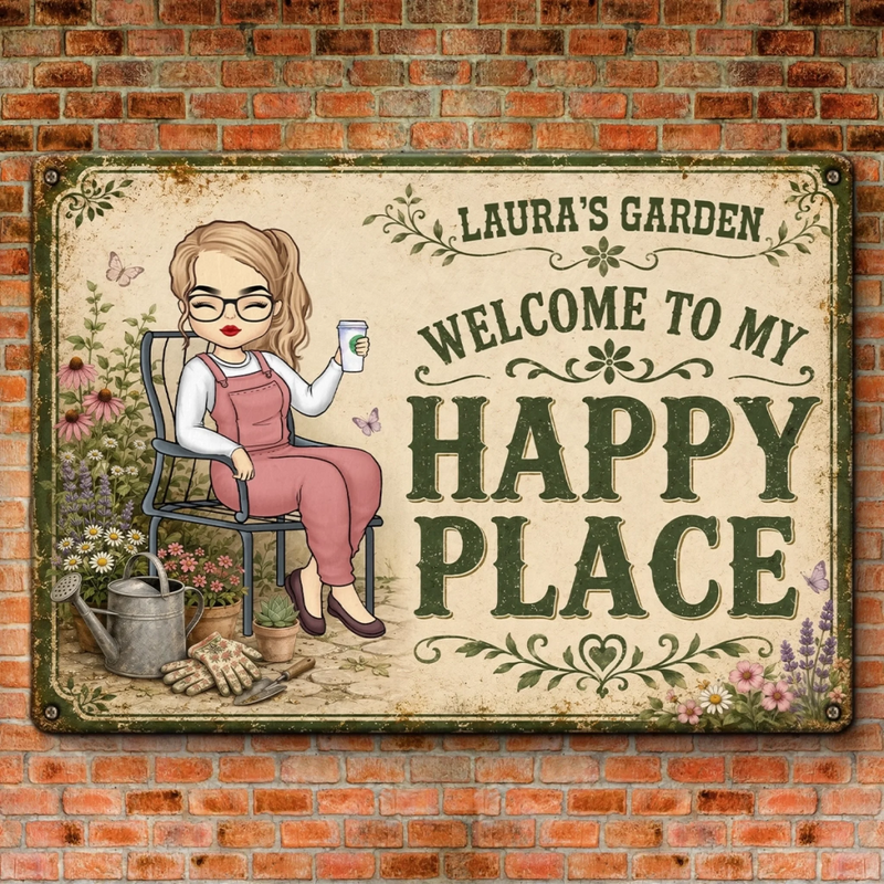 Personalized Home Decor Metal Sign - Gifts For Gardeners - Gardening Is My Happy Hour