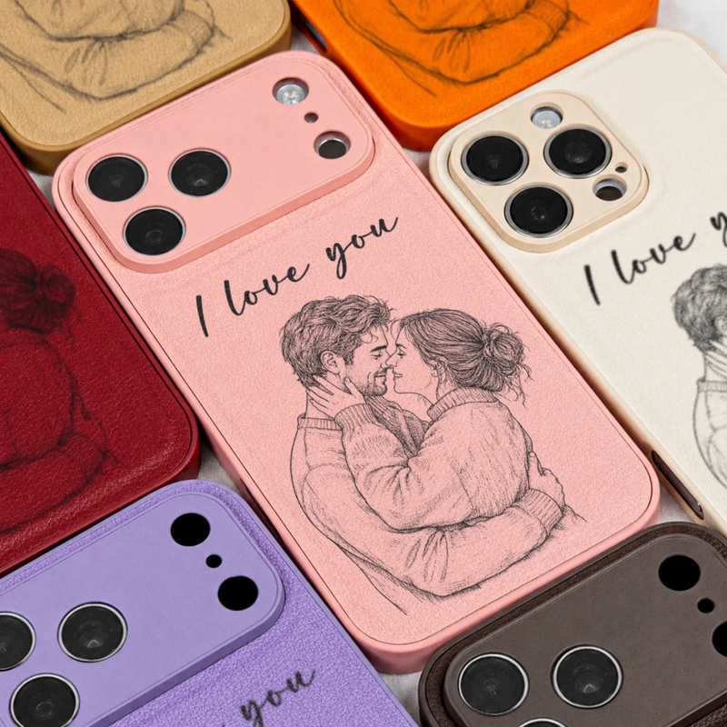 Personalized Leather Phone Case – Anniversary Wedding Gifts For Couple – Forever Starts With You