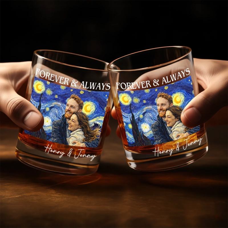 Personalized Photo Whiskey Glass - Anniversary Wedding Gifts For Couple - Forever And Always