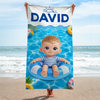 Personalized Photo Beach Towel - Summer Vacation And Travel Gifts For Family, Kids - Sandy Toes Happy Days