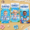 Personalized Photo Beach Towel - Summer Vacation And Travel Gifts For Family, Kids - Sandy Toes Happy Days