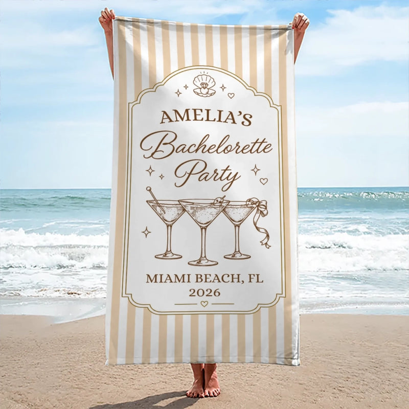 Personalized Beach Towel - Summer Vacation And Travel Gifts For Best Friends, Family - Beach Hair, Bachelorette Flair