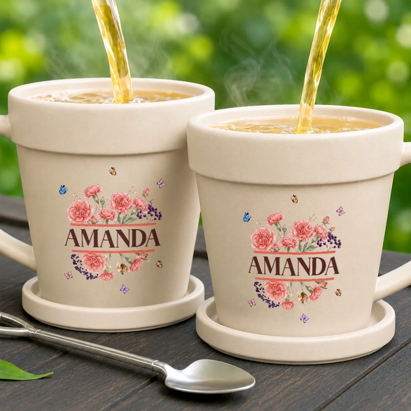 Personalized Plant Pot Ceramic Mug - Gifts For Gardeners - Just A Girl And Her Pot
