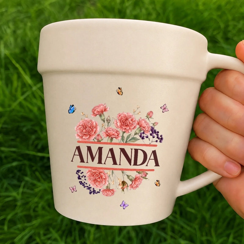 Personalized Plant Pot Ceramic Mug - Gifts For Gardeners - Just A Girl And Her Pot