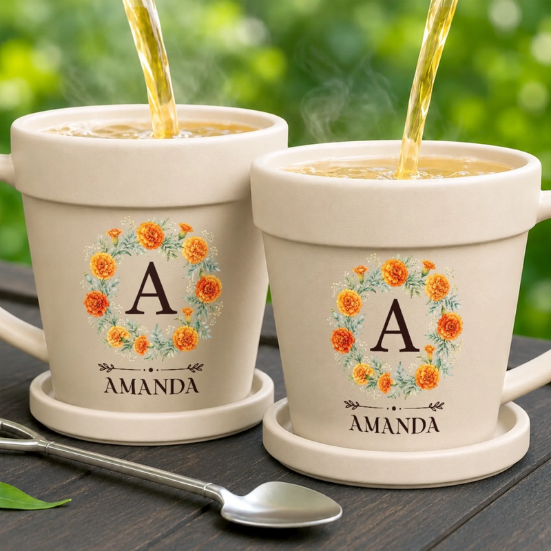 Personalized Plant Pot Ceramic Mug - Gifts For Gardeners - Shhh, My Flowers Are Sleeping