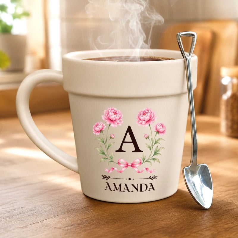 Personalized Plant Pot Ceramic Mug - Gifts For Gardeners - Earthy Girl Aesthetic