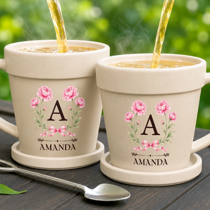 Personalized Plant Pot Ceramic Mug - Gifts For Gardeners - Earthy Girl Aesthetic