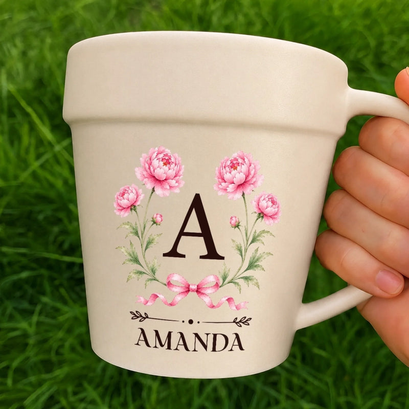 Personalized Plant Pot Ceramic Mug - Gifts For Gardeners - Earthy Girl Aesthetic