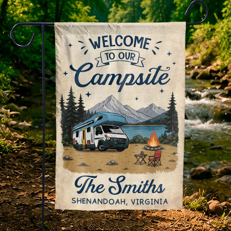 Personalized Flag - Summer Vacation Gifts For Campers, Family - Adventure Awaits